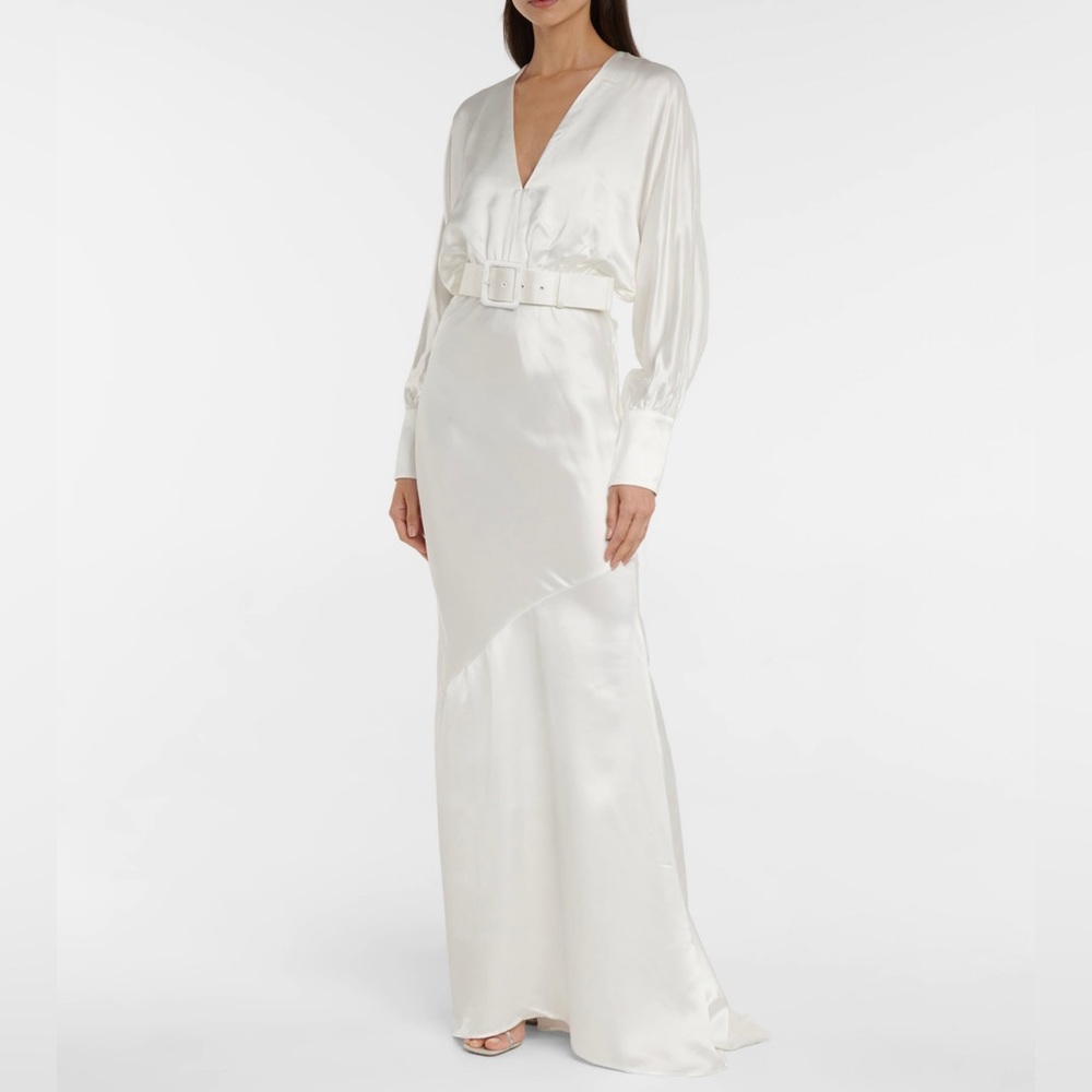 NIB Rebecca Vallance Bridal Florent belted satin gown